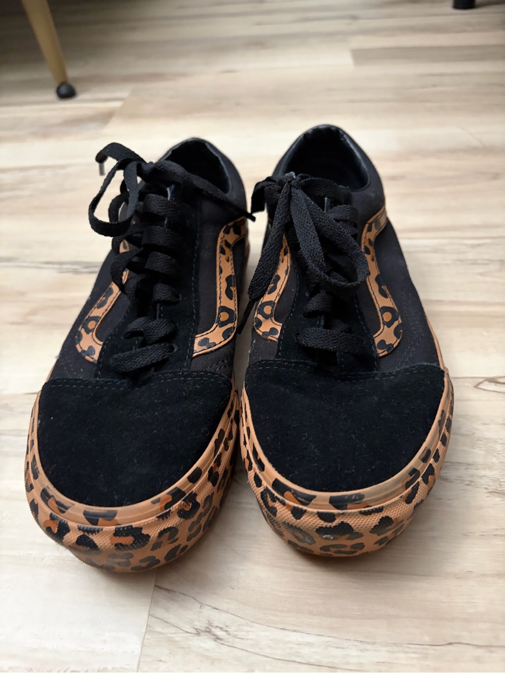 Vans Black Sneakers with Leopard Accent